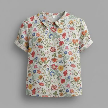 Vintage Floral Blouse | Women's Long Sleeve Summer Top