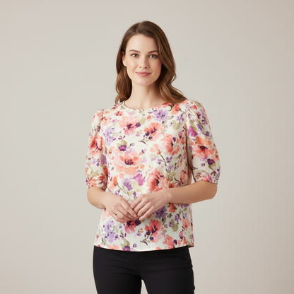 Vintage Floral Blouse | Women's Long Sleeve Summer Top