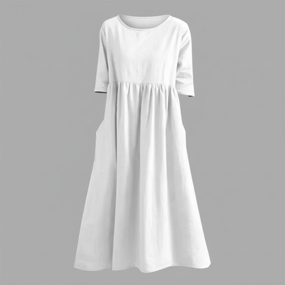 Loose Fit Summer Dress | Women's Midi Dress with Pockets