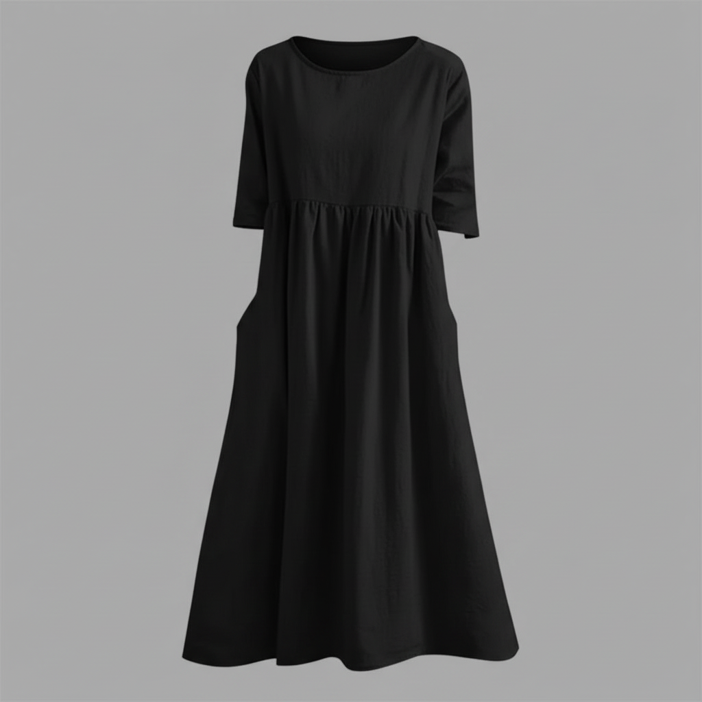 Loose Fit Summer Dress | Women's Midi Dress with Pockets