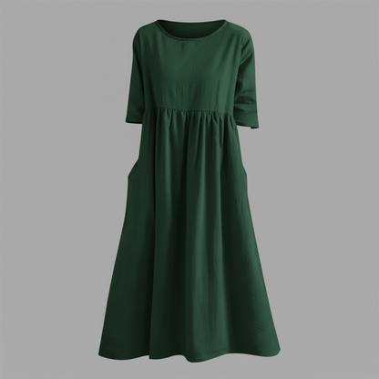 Loose Fit Summer Dress | Women's Midi Dress with Pockets