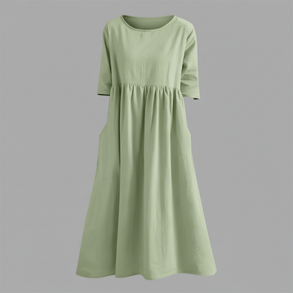 Loose Fit Summer Dress | Women's Midi Dress with Pockets