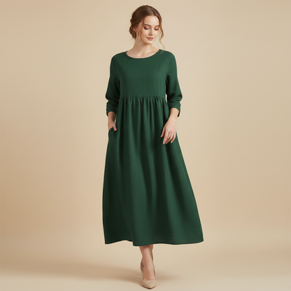 Loose Fit Summer Dress | Women's Midi Dress with Pockets