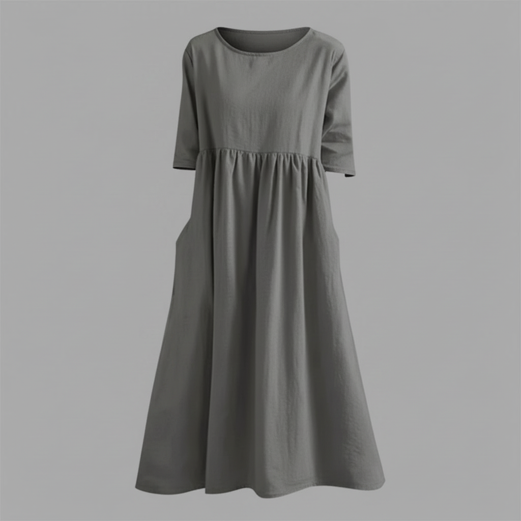 Loose Fit Summer Dress | Women's Midi Dress with Pockets