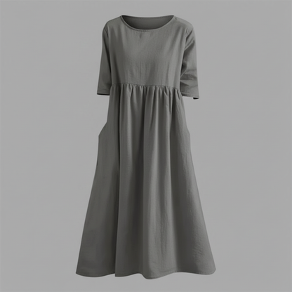 Loose Fit Summer Dress | Women's Midi Dress with Pockets