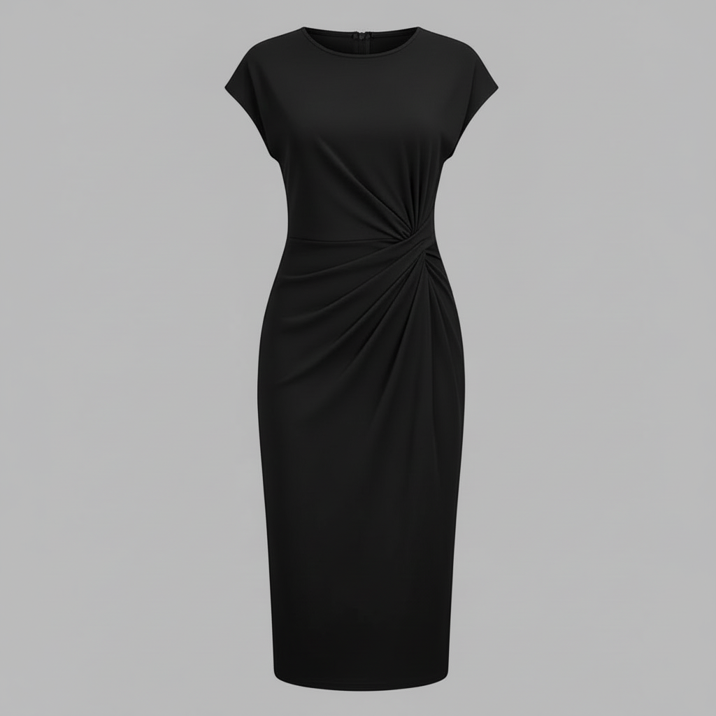 Elegant Midi Dress | Women's Short Sleeve Formal Dress