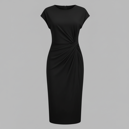 Elegant Midi Dress | Women's Short Sleeve Formal Dress