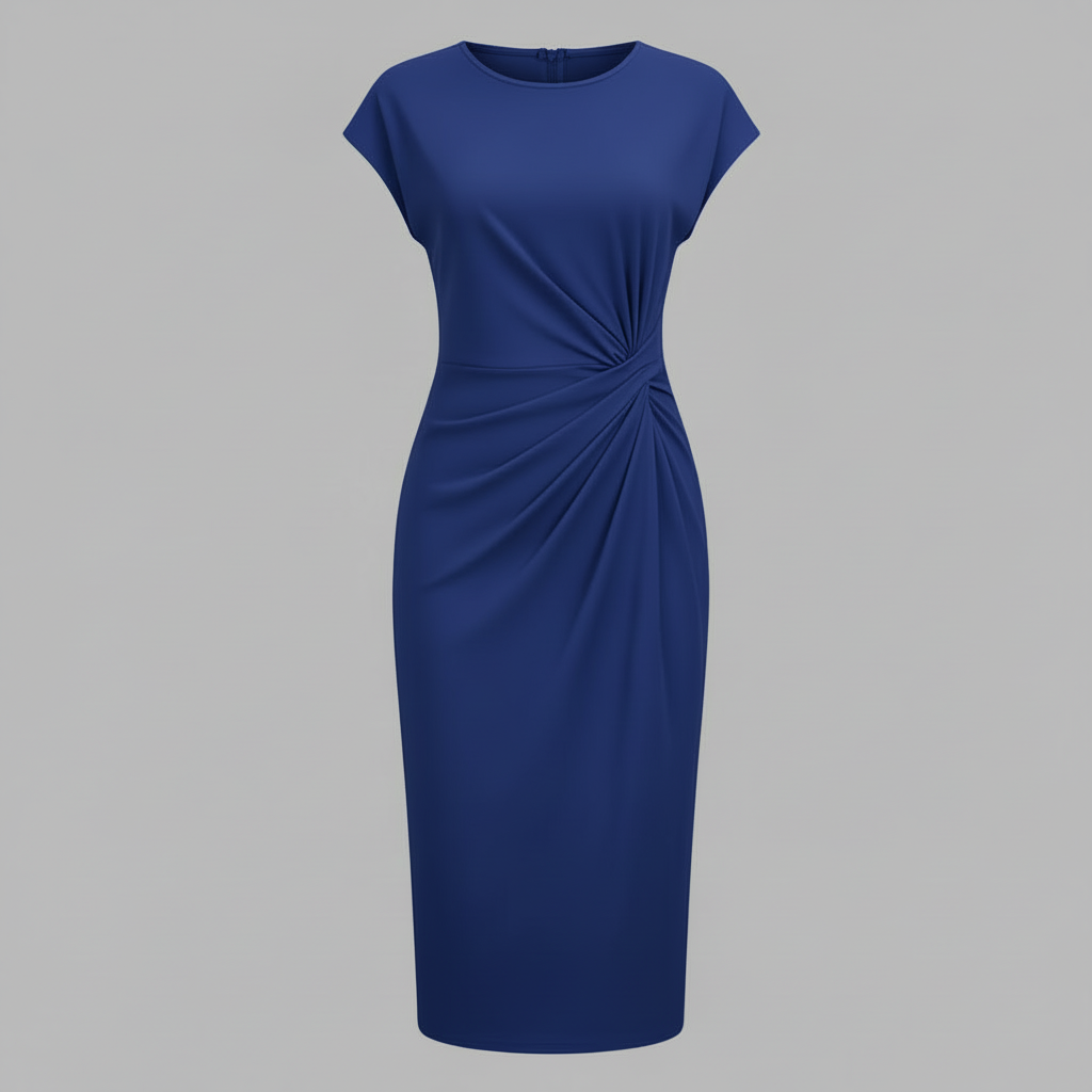Elegant Midi Dress | Women's Short Sleeve Formal Dress