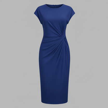 Elegant Midi Dress | Women's Short Sleeve Formal Dress