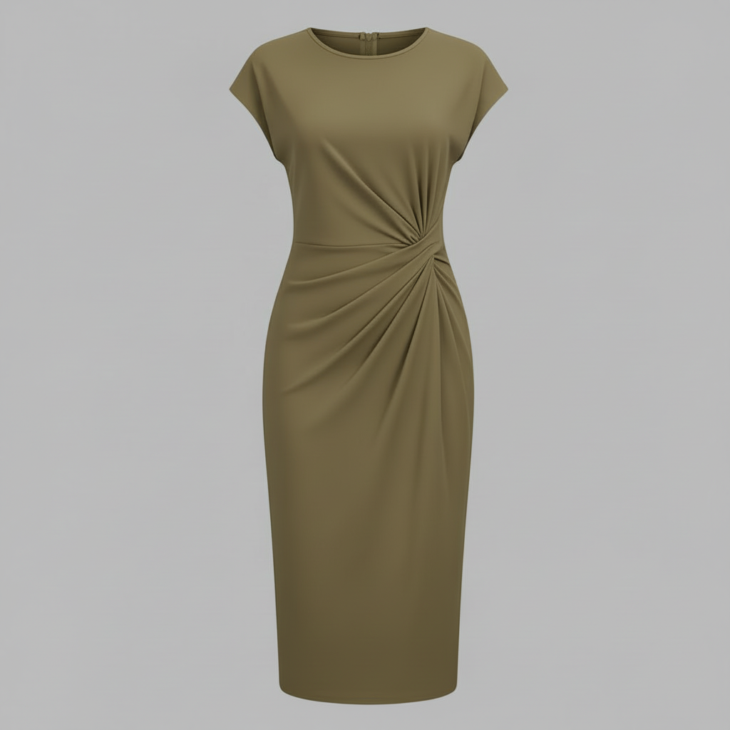 Elegant Midi Dress | Women's Short Sleeve Formal Dress