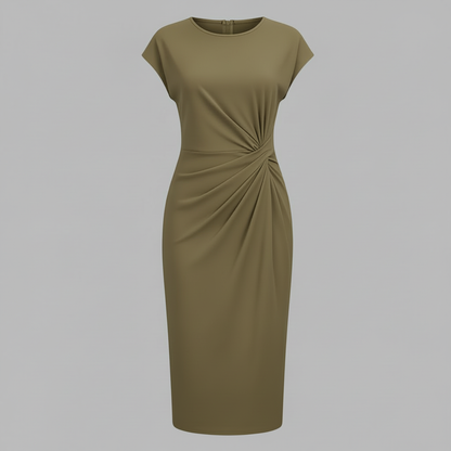 Elegant Midi Dress | Women's Short Sleeve Formal Dress