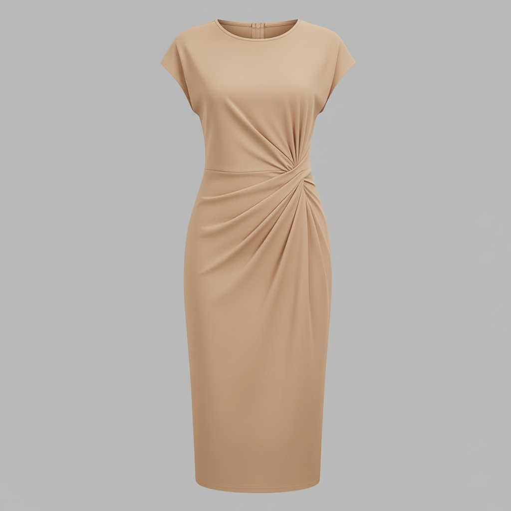 Elegant Midi Dress | Women's Short Sleeve Formal Dress