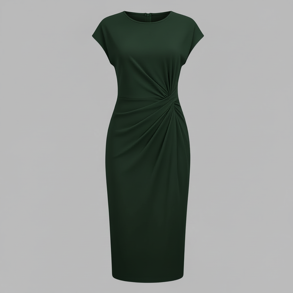 Elegant Midi Dress | Women's Short Sleeve Formal Dress