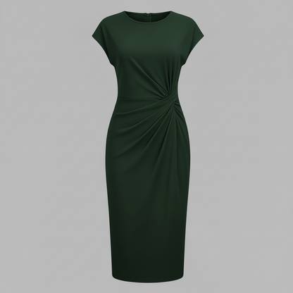 Elegant Midi Dress | Women's Short Sleeve Formal Dress