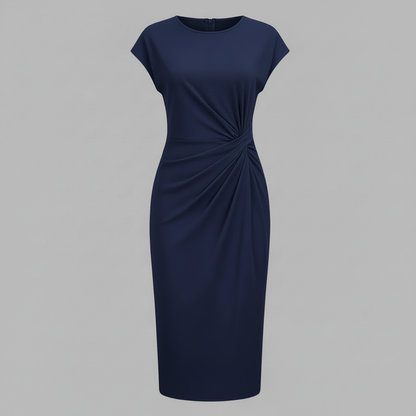 Elegant Midi Dress | Women's Short Sleeve Formal Dress