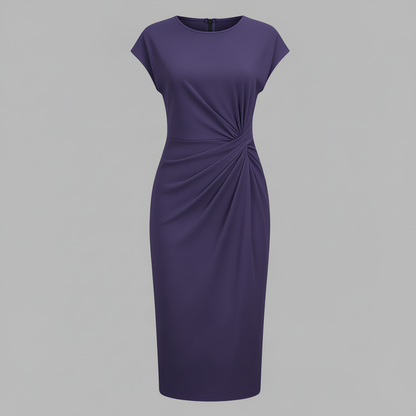 Elegant Midi Dress | Women's Short Sleeve Formal Dress