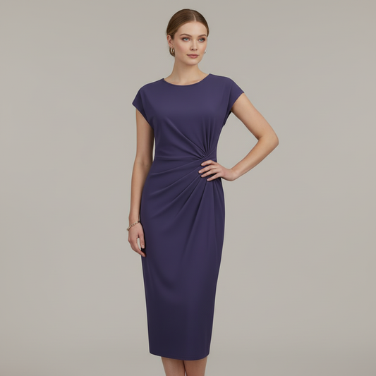 Elegant Midi Dress | Women's Short Sleeve Formal Dress