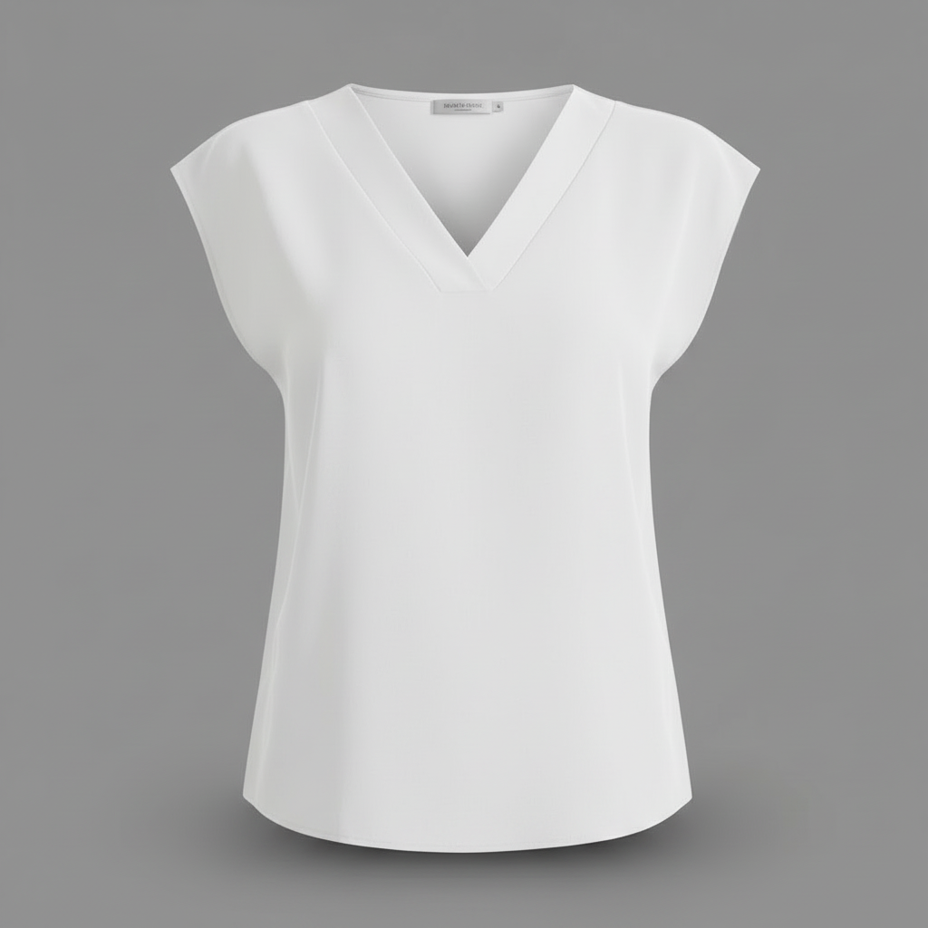 Modern V-Neck White Blouse | Women's Summer Top