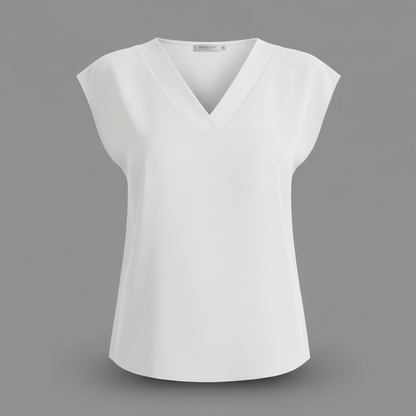 Modern V-Neck White Blouse | Women's Summer Top