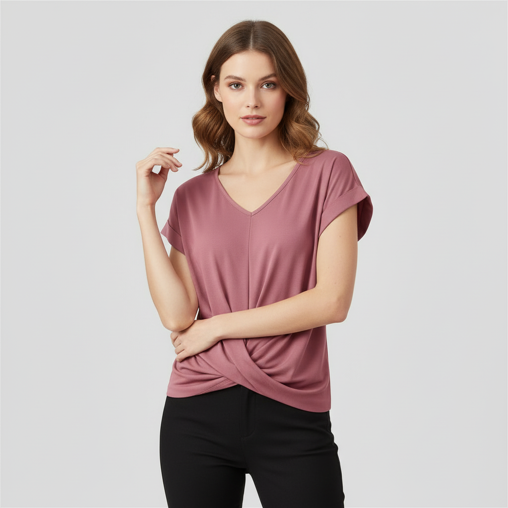 V-Neck Twist Top | Women's Blouse for Casual Summer Wear