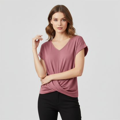V-Neck Twist Top | Women's Blouse for Casual Summer Wear