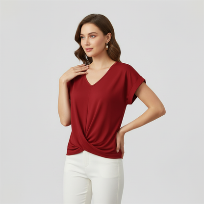 V-Neck Twist Top | Women's Blouse for Casual Summer Wear